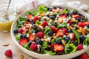 Copycat Zupas Nuts About Berries salad with berries cinnamon almonds and feta