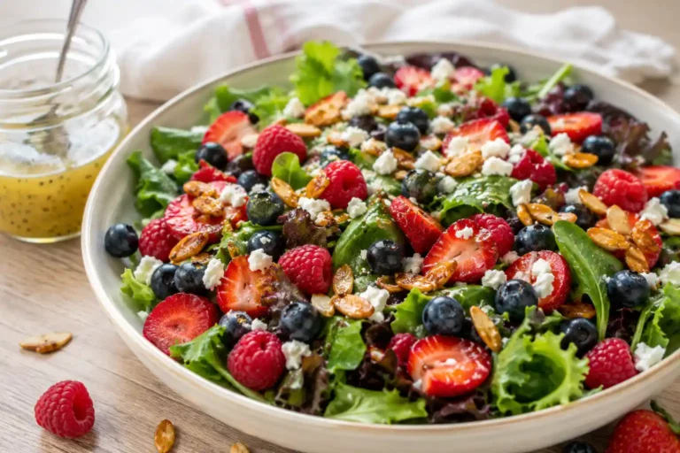 Copycat Zupas Nuts About Berries salad with berries cinnamon almonds and feta